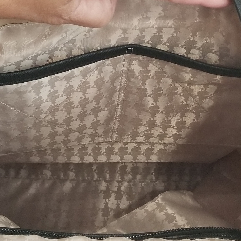EUC Karl Lagerfeld Paris Large Tan/Black Nylon Backpack/Shoulder Bag - Picture 9 of 16
